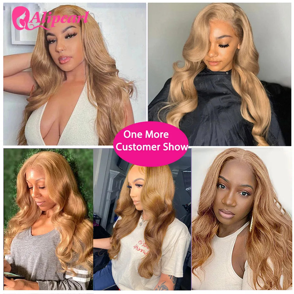 AliPearl Hair Body Wave Lace Front Human Hair Wigs Brazilian 27 Colored 5x5 Lace Closure Wig For Women Pre-Plucked 180% Density