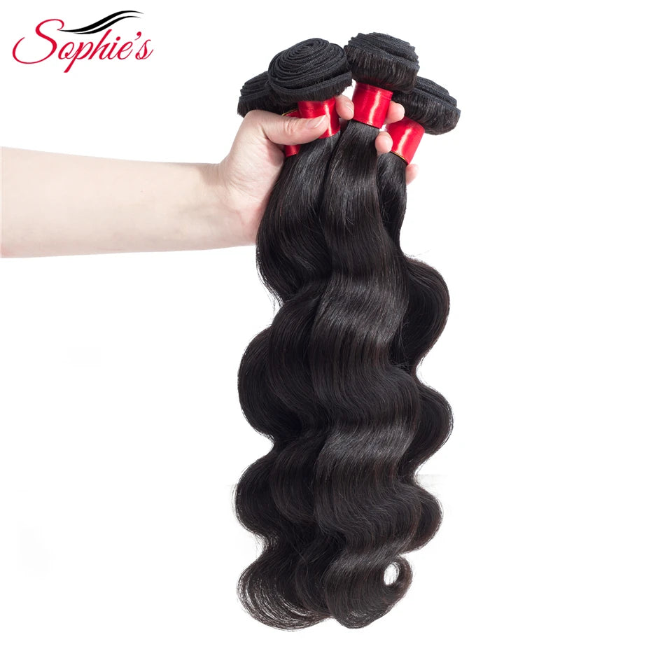 sophie's Hair Malaysian 3 Bundles Non-Remy Hair Extensions Body Wave 100% Human Hair Weaves Natural Color Hair