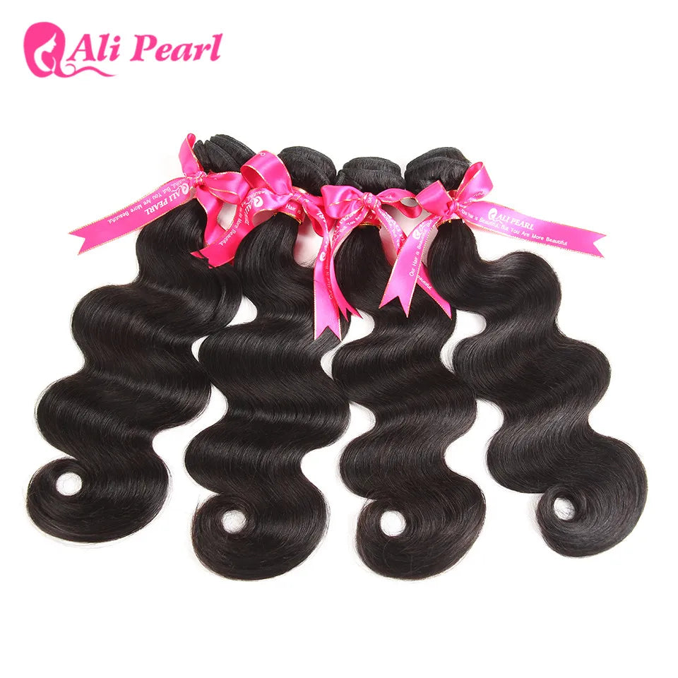 Body Wave 4 Bundles With Closure Brazilian Hair Weave With Lace Closure Ali Pearl Remy Hair Bundles With Closure Hair Extensions
