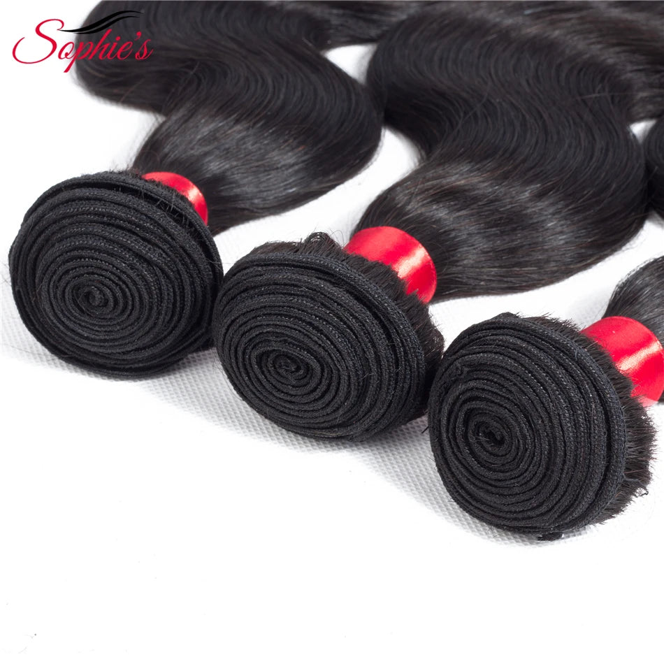 sophie's Hair Malaysian 3 Bundles Non-Remy Hair Extensions Body Wave 100% Human Hair Weaves Natural Color Hair