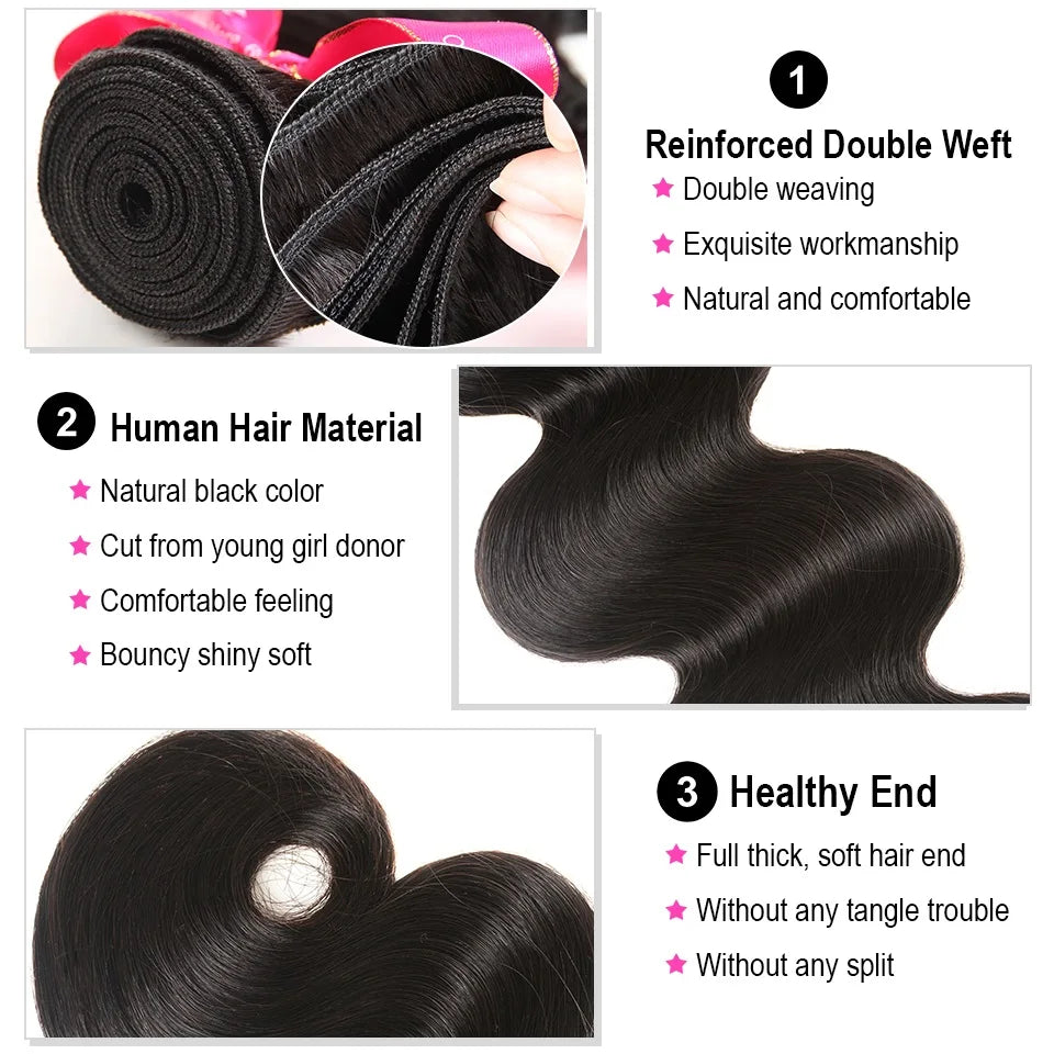 Body Wave 4 Bundles With Closure Brazilian Hair Weave With Lace Closure Ali Pearl Remy Hair Bundles With Closure Hair Extensions