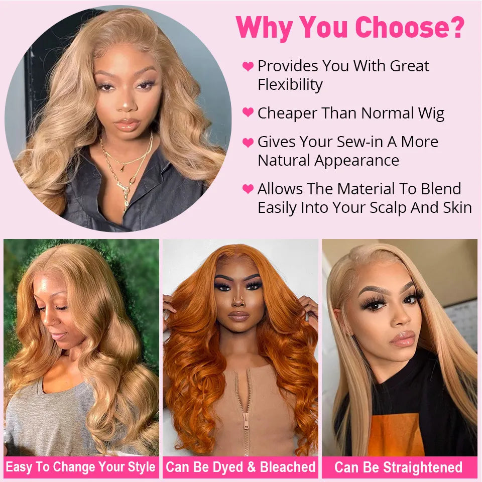 AliPearl Hair Body Wave Lace Front Human Hair Wigs Brazilian 27 Colored 5x5 Lace Closure Wig For Women Pre-Plucked 180% Density