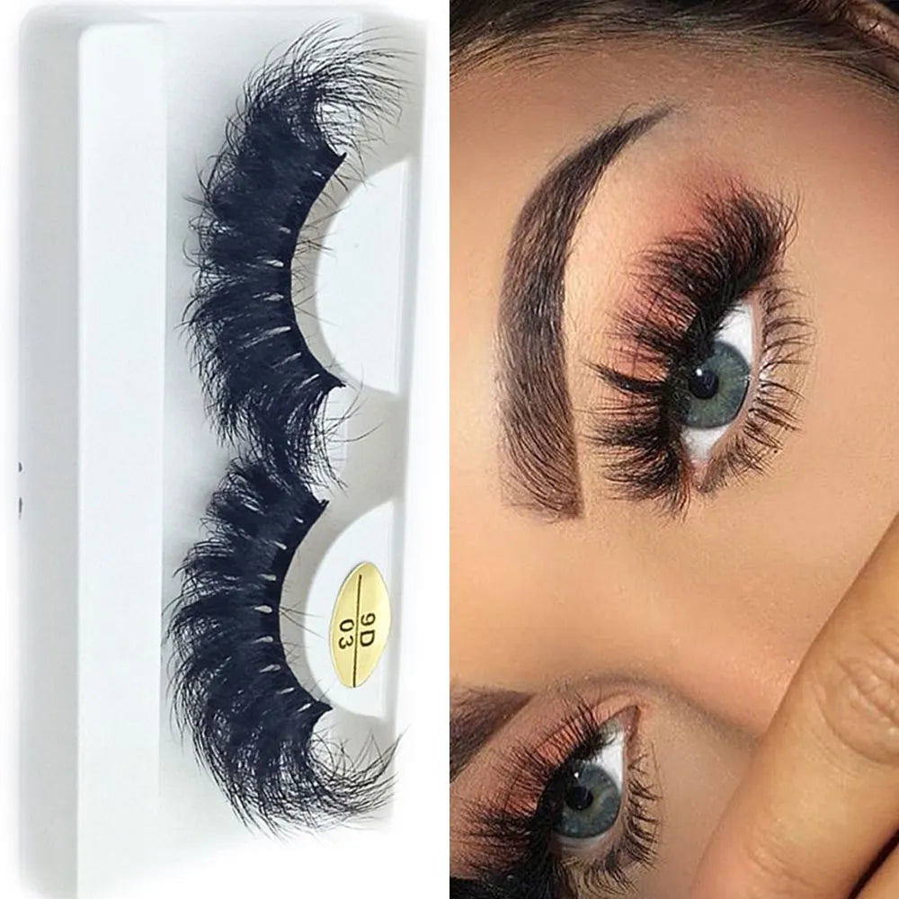 Pop New 1 Pair 9D Faux Mink False Eyelashes Messy Fluffy Wispies Multilayers Soft Lashes Extension Reusable Eye Makeup Tool