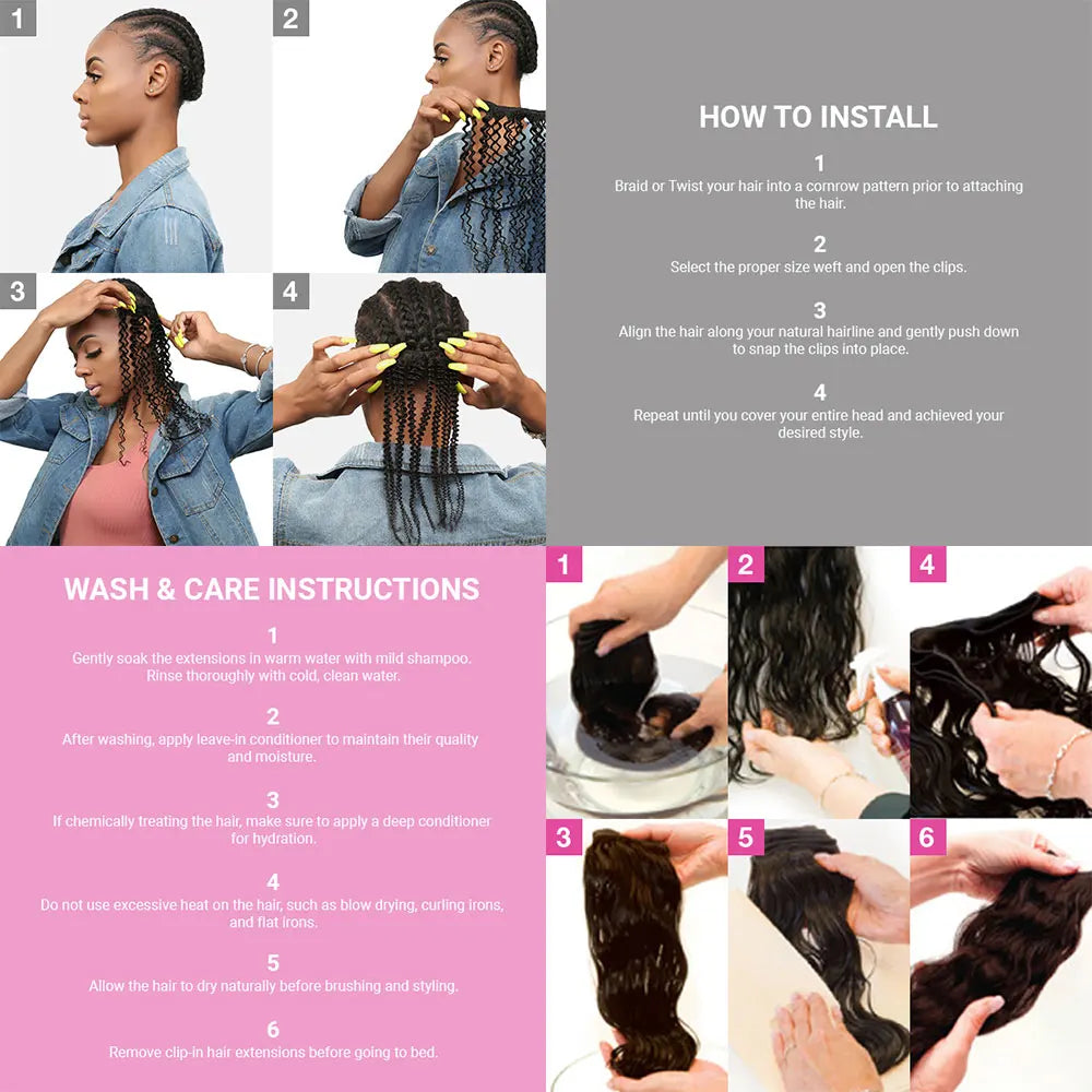 Deep Wave Clip in Hair Extension Human Hair Newmi Curly Human Hair Clip in Hair Extensions for Women 8pcs 120g/set Clip ins