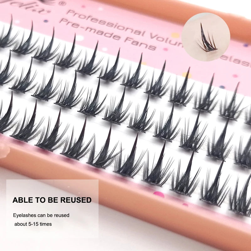 Yelix Anime Lashes Y2K Natural Eyelashes False Manga Spiky Fake Eyelashes Wispy Cat Eye Lashes Cluster Lashes Makeup Cosplay