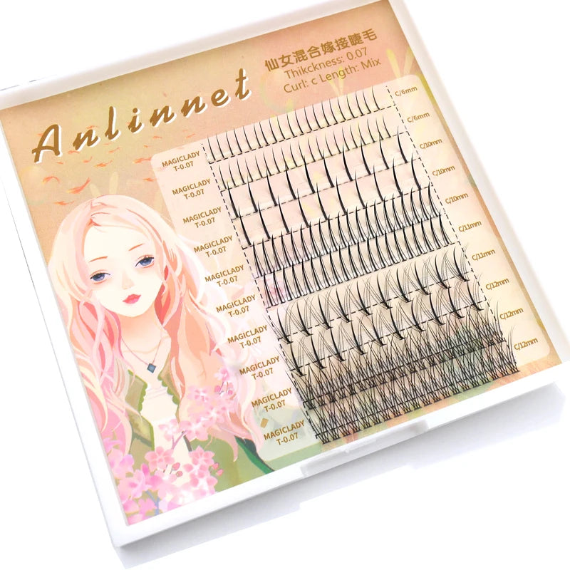 Anlinnet 3D A/M Shape Lndividual Eyelash Extension Lndividual Fairy Angel Eye Lash Extensioin False Mink Lash Make Up