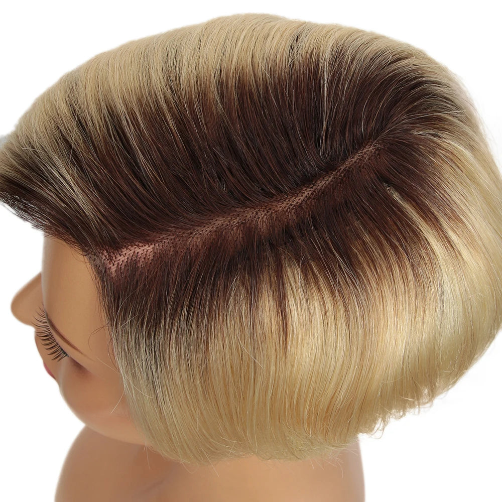 613 Blonde Short Pixie Cut Lace Human Hair Wigs For Women Grey Colored Brazilian Hair Wigs With Black Root Short Woman Lace Wig