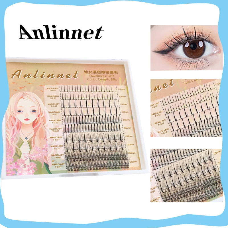 Anlinnet 3D A/M Shape Lndividual Eyelash Extension Lndividual Fairy Angel Eye Lash Extensioin False Mink Lash Make Up