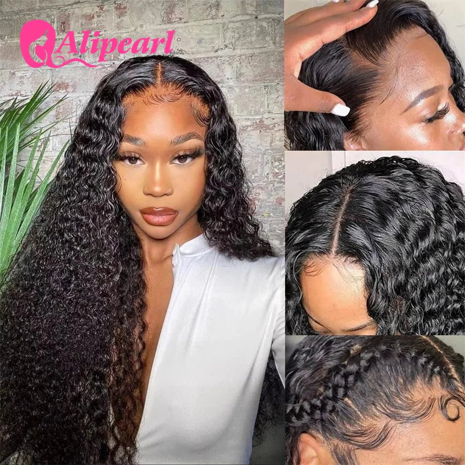 Ali Pearl Hair Real HD Lace Human Hairr Wigs Pre-Plucked Deep Wave 6x6 HD Lace Closure Wig Peruvian Glueless Hair Wigs For Woman