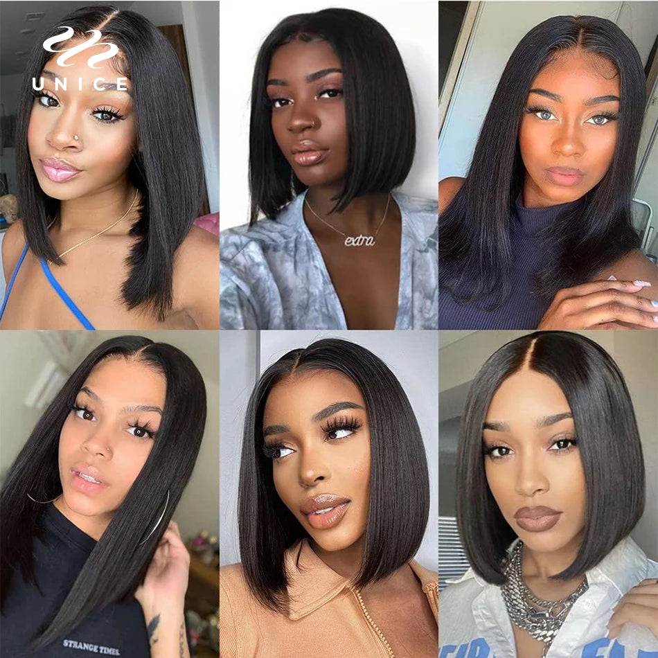 Unice Hair 13x4 Lace Front Human Hair Wigs Blunt Cut Bob Wigs 4x4 Lace Closure Wig Short Bob Wigs Deals for Women