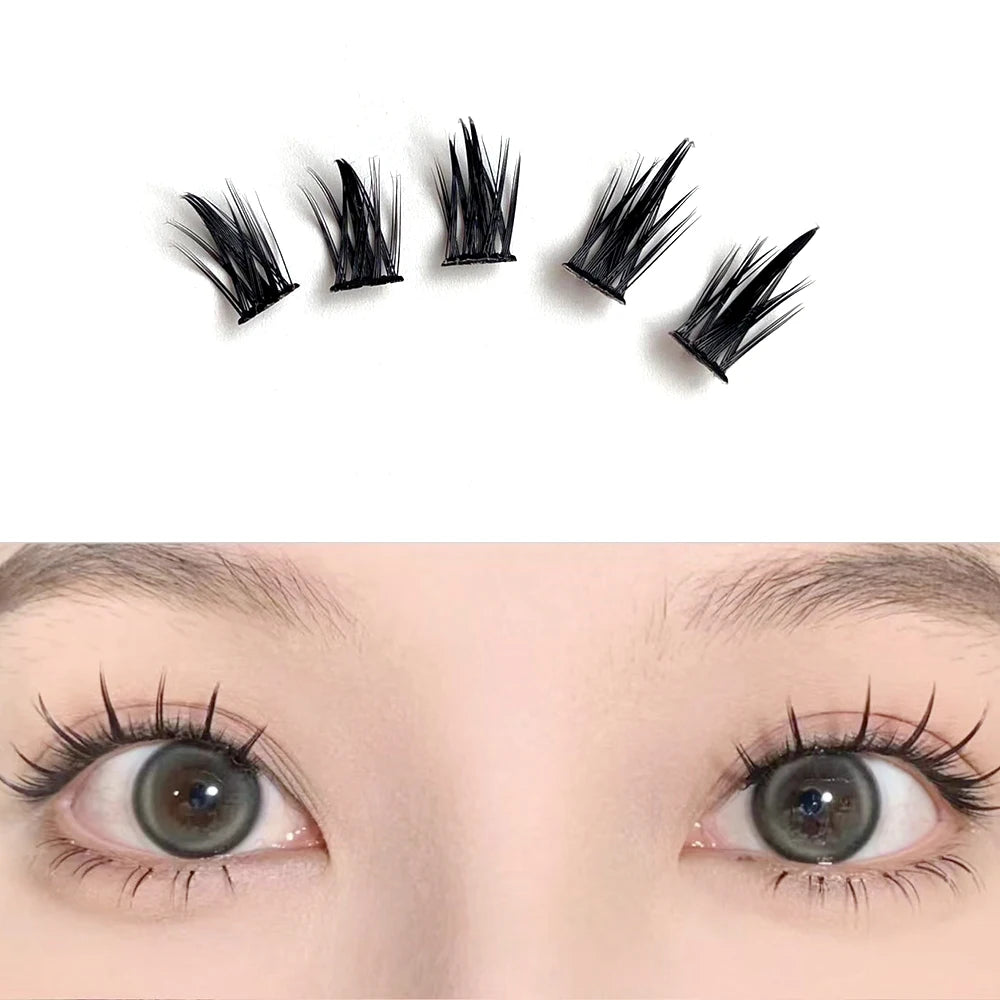 Yelix Anime Lashes Y2K Natural Eyelashes False Manga Spiky Fake Eyelashes Wispy Cat Eye Lashes Cluster Lashes Makeup Cosplay