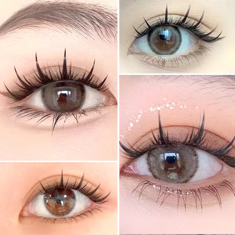 Yelix Anime Lashes Y2K Natural Eyelashes False Manga Spiky Fake Eyelashes Wispy Cat Eye Lashes Cluster Lashes Makeup Cosplay