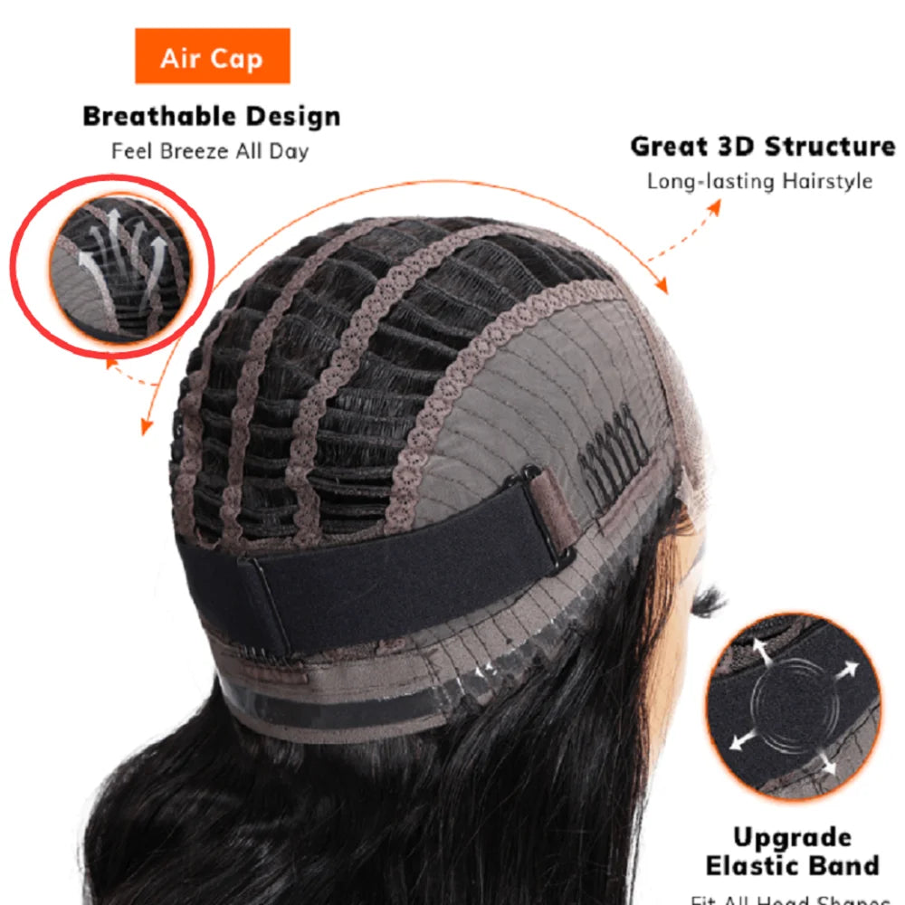 Nadula Hair Pre Cut Lace Closure Wigs Wear&Go 6x4.5 Lace Closure Wig Body Wave Breathable Cap Wig Highlight Blond For Women