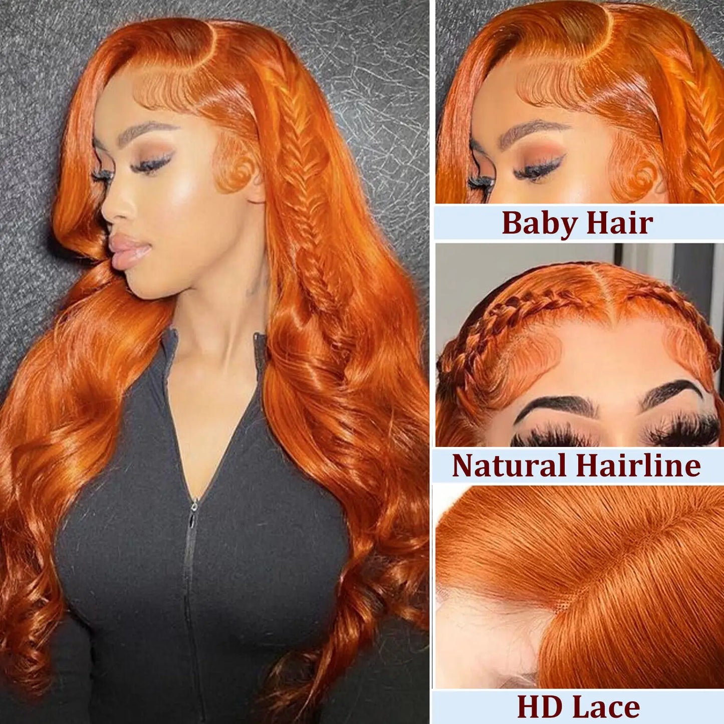 Hd Transparent 13×4 Ginger Orange Lace Front Wig Human Hair Wavy Glueless Pre Preplucked Body Wave Human Hair Wigs Ready To Wear