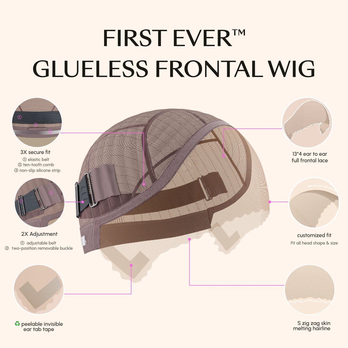 UNice First Ever Glueless 13x4 Frontal Wig Brown Blonde Highlight Curly Human Hair Lace Front Wig PreCut Lace Bleached Knots Wig