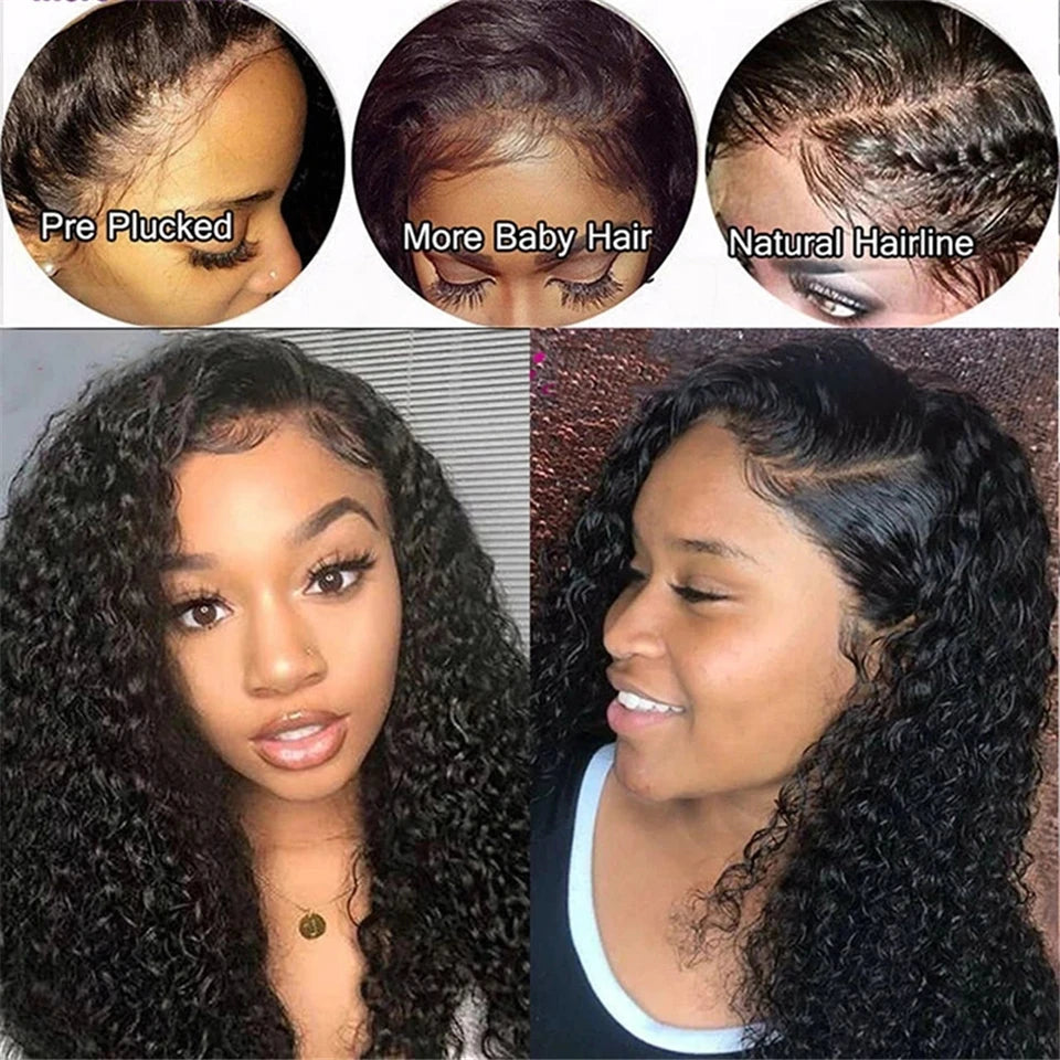 Blackmoon Deep Wave Lace Front Wigs Indian Human Hair Pre Plucked 13X4 Transparent Lace Frontal Wigs for Women Natural Hairline