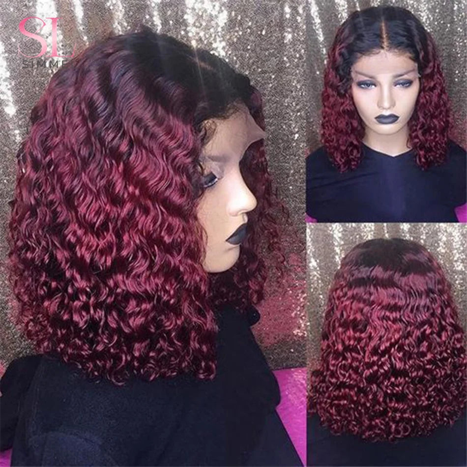 Brazilian Remy Human Hair Wigs Deep Curly Short Curly Bob Wig for Black Women Brown Blonde Highlight Wig Human Hair Full Wig