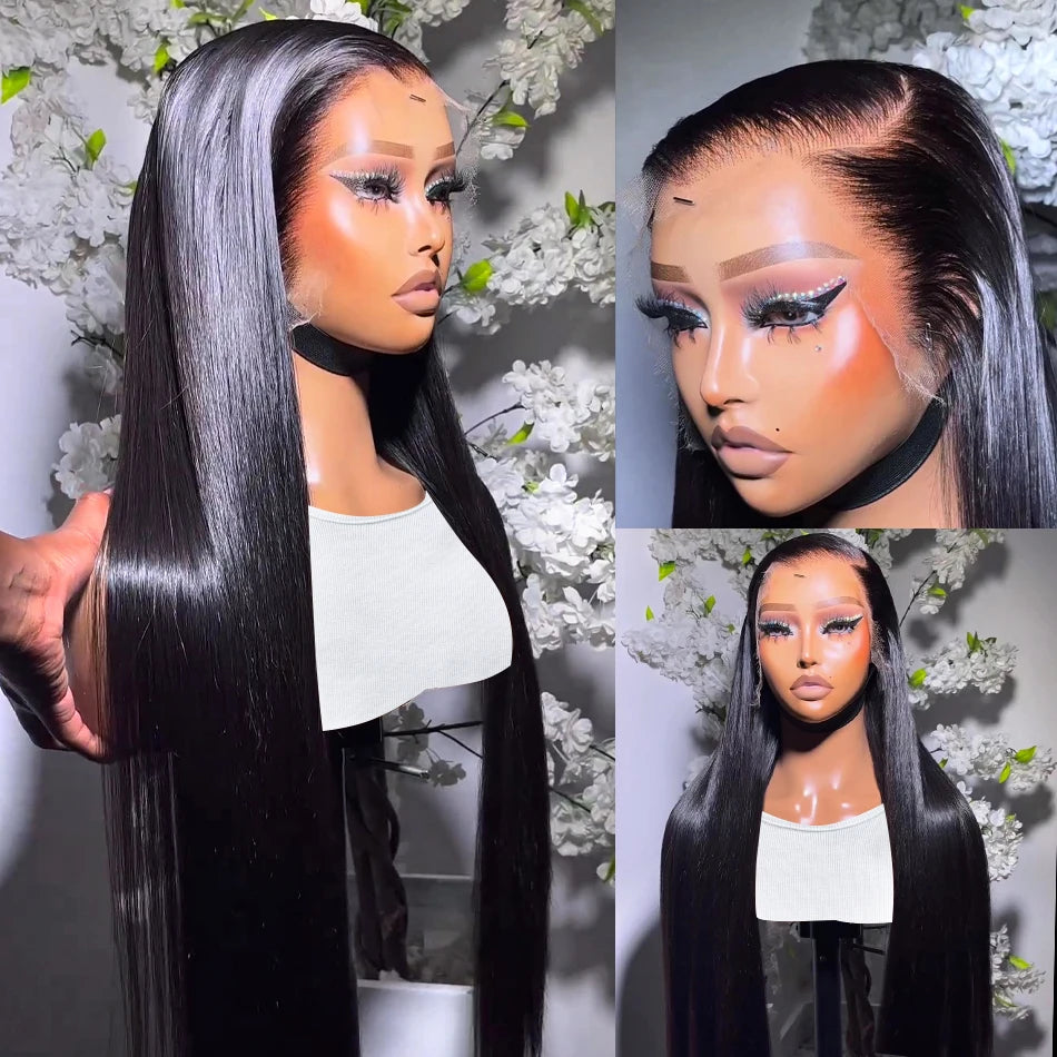 30 40 Inch 13x4 13x6 HD Transparent Straight Lace Front Wigs Human Hair 250% Ready To Wear Glueless 5x5 Closure Wig For Women