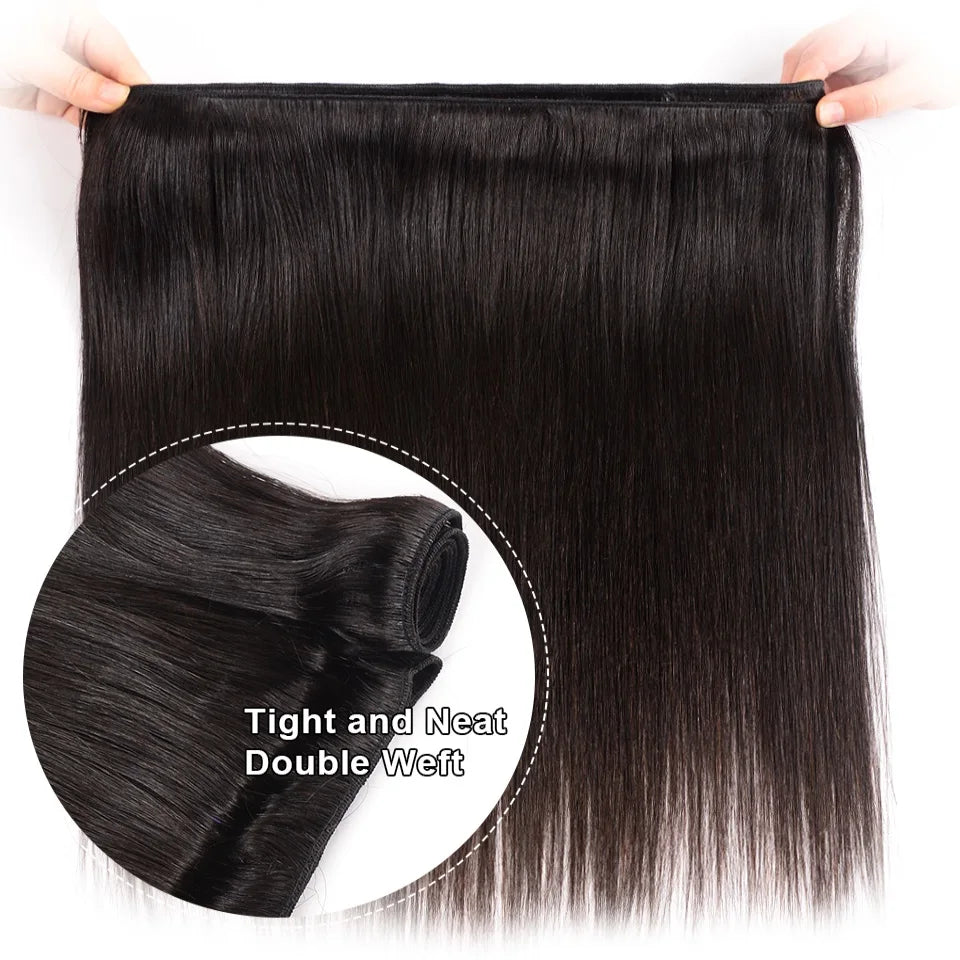 AliPearl Hair Straight Human Hair Bundles 4 Pcs Weft Brazilian Hair Weave Bundles Natural Color 8-30inches Remy Hair Extensions