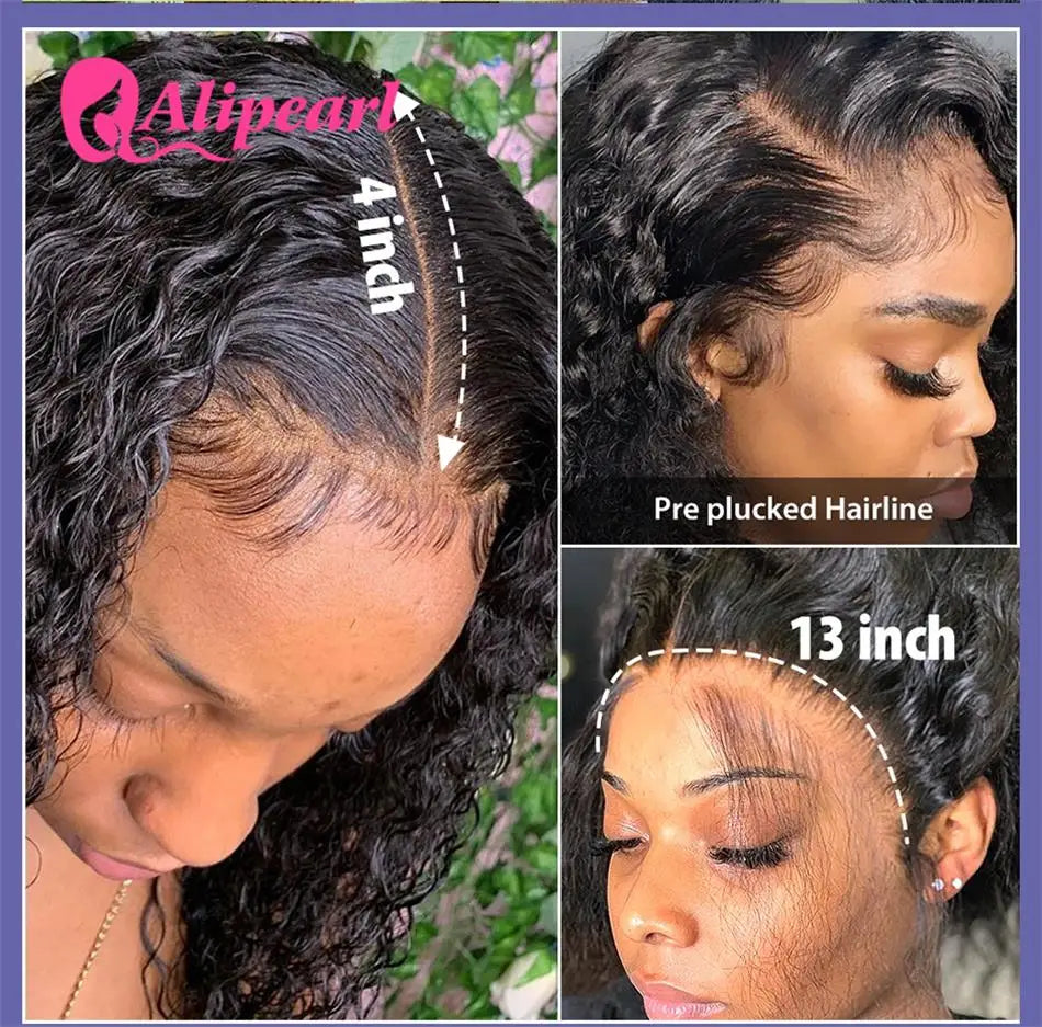 AliPearl Deep Wave Lace Front Human Hair Wigs Brazilian 13x4/13x6 Human Hair Wigs PrePlucked with Baby Hair for Women 180Density