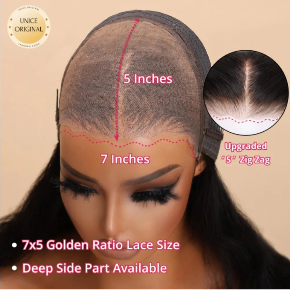 UNice Bye-Bye Knots Wig 7x5 Pre Cut Lace Wig Human Hair Body Wave Wig Pre Plucked Lace Front Wig Ready To Wear Go Glueless Wigs