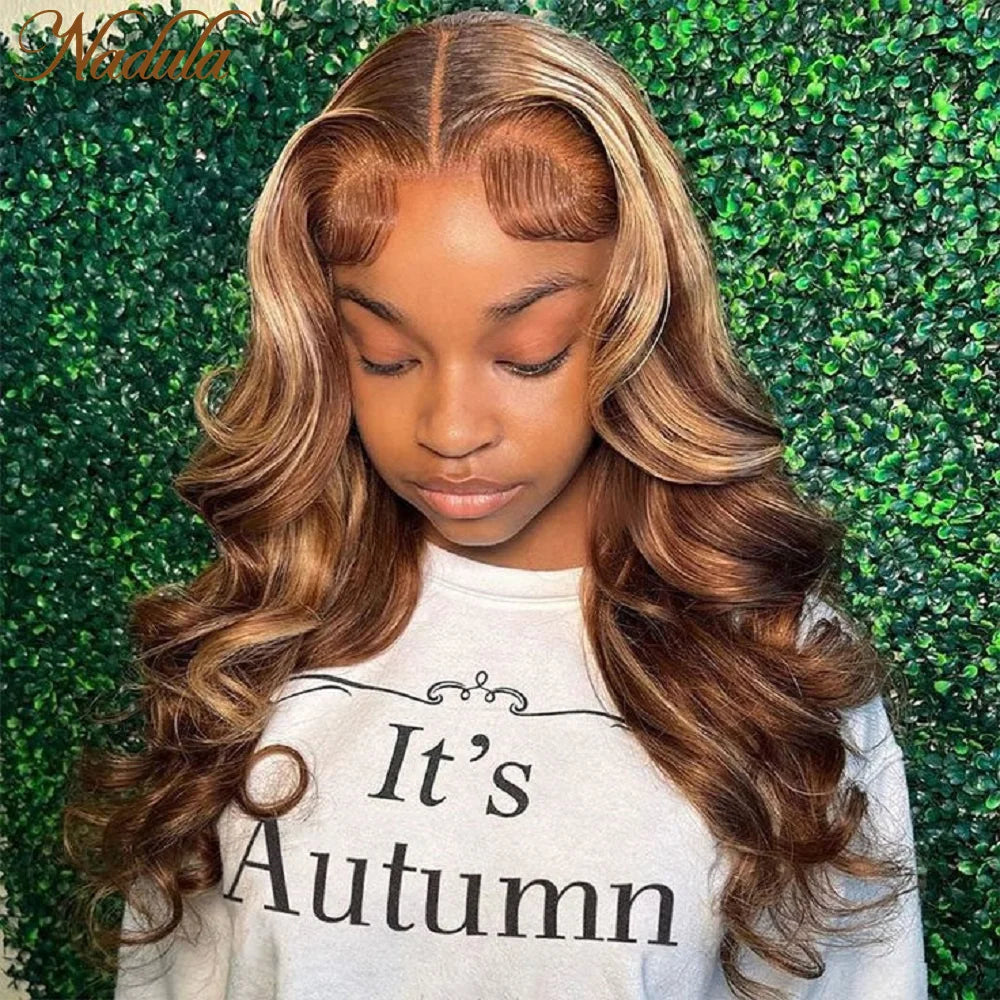 Nadula Hair Pre Cut Lace Closure Wigs Wear&Go 6x4.5 Lace Closure Wig Body Wave Breathable Cap Wig Highlight Blond For Women
