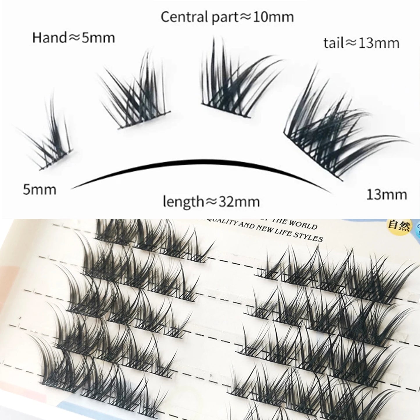 5 Row Manga Lashes False Eyelashes Bundle Eyelashes Clusters Fox Eye Natural Makeup Supplies