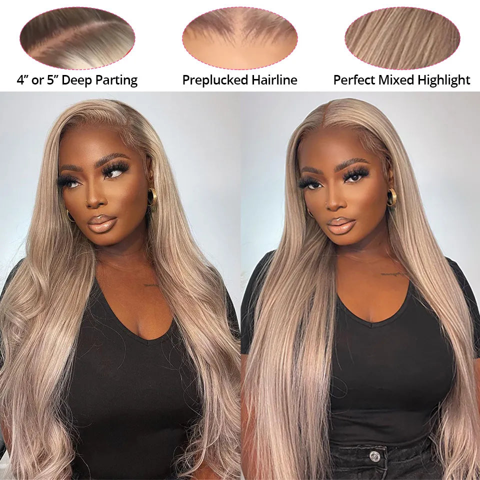 AliPearl Blonde Highlight P18/613 Lace Front Wig Human Hair Straight 13x4 Transparent Lace Front Wig Peruvian 5x5 Closure Wig