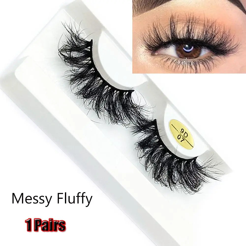Pop New 1 Pair 9D Faux Mink False Eyelashes Messy Fluffy Wispies Multilayers Soft Lashes Extension Reusable Eye Makeup Tool