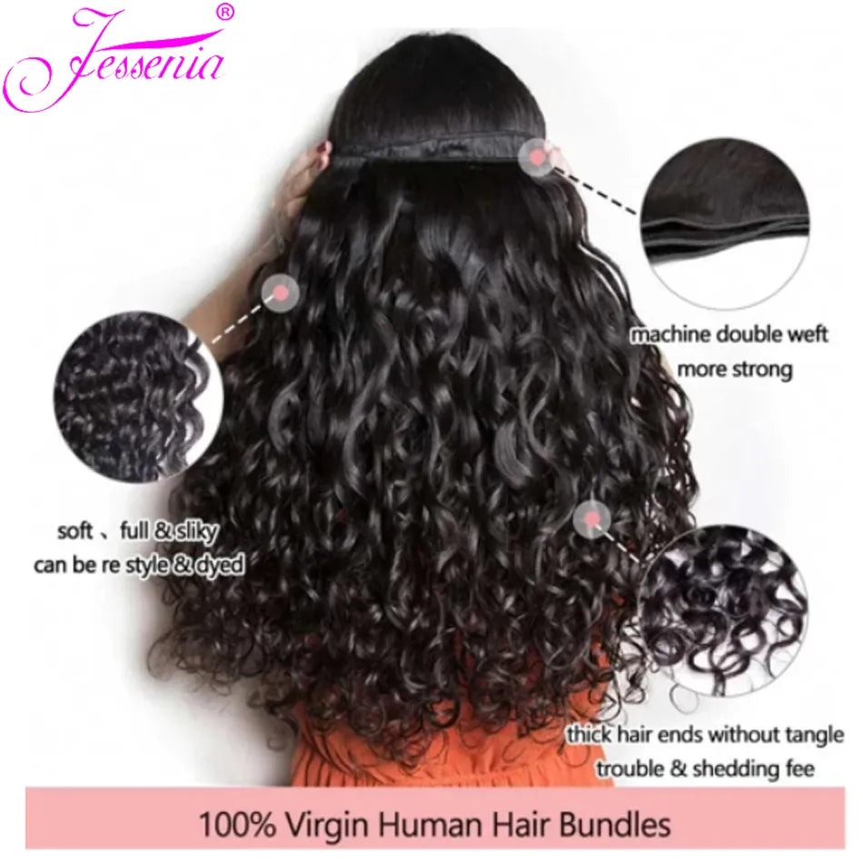 Indian Water Wave Bundles Raw Human Hair 100% Unprocessed Virgin Hair Cheap Wet And Wavy 3/4Bundle Deal Bresilienne Deep Curly