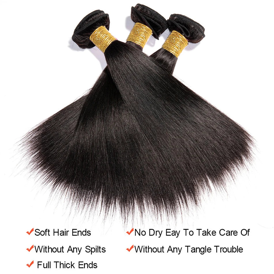 Wholesale Hair Raw Indian Straight Human Hair Bundles Natural Black For Women Bone Straight Hair Extensions 2/3 Bundles Deal