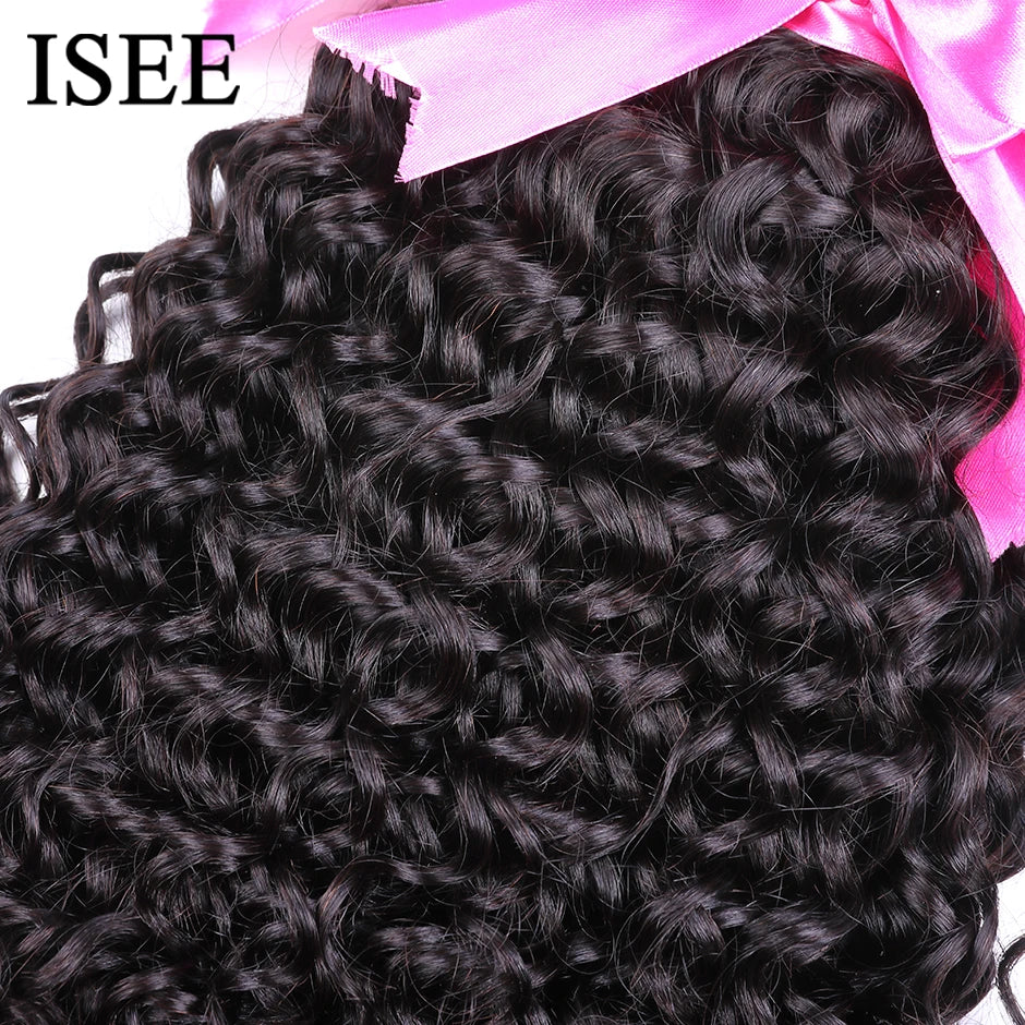 ISEE HAIR Mongolian Water Wave Human Hair Extensions 100% 1/3/4 Bundles Deal Free Shipping Remy Natural Hair Bundles Extensions