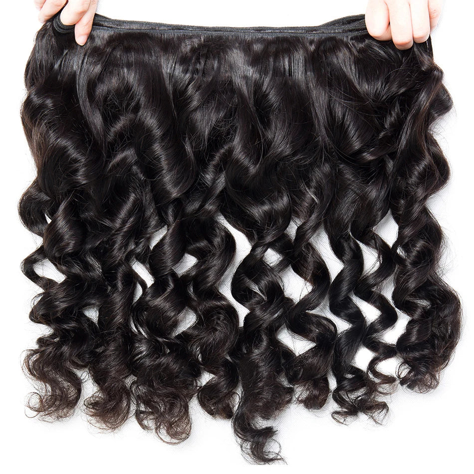 30 Inch Loose Wave Bundles 12A Raw Indian Hair Weave Bundles 1/3/4 PCS Loose Deep Wave Curly Human Hair Extensions Natural Black