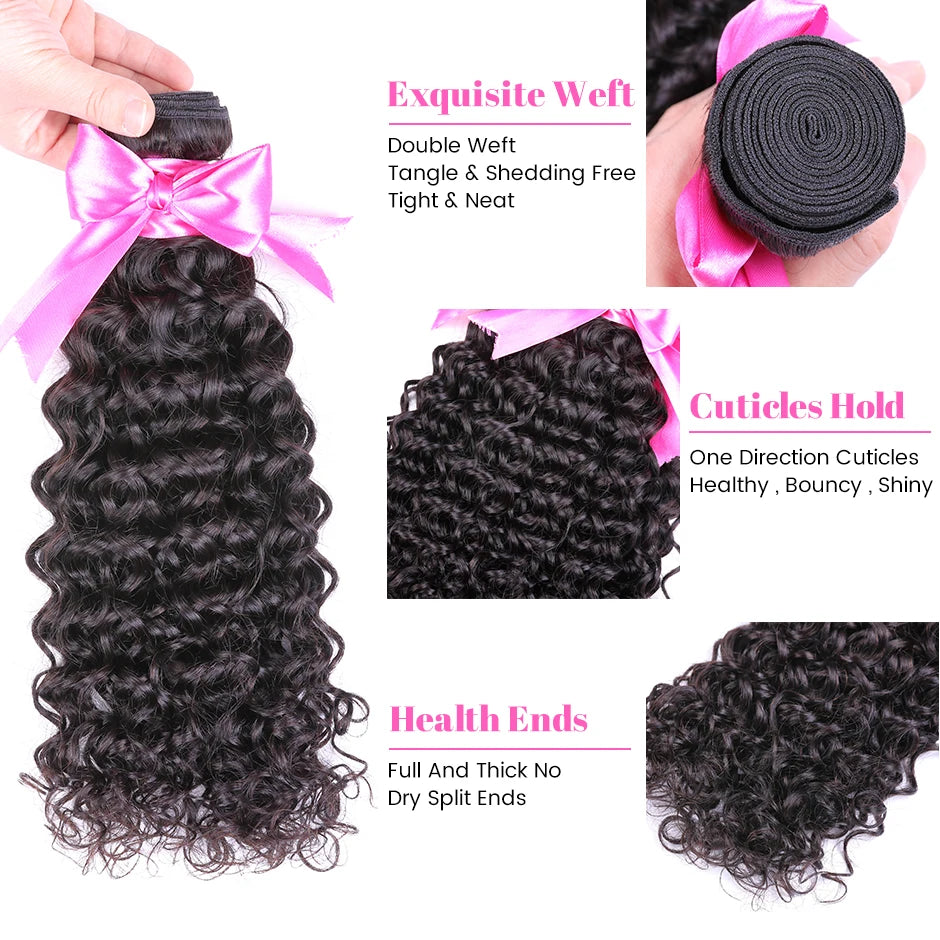 ISEE HAIR Mongolian Water Wave Human Hair Extensions 100% 1/3/4 Bundles Deal Free Shipping Remy Natural Hair Bundles Extensions