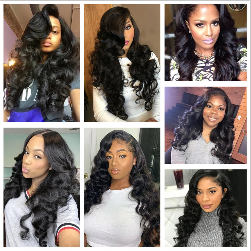 30 Inch Loose Wave Bundles 12A Raw Indian Hair Weave Bundles 1/3/4 PCS Loose Deep Wave Curly Human Hair Extensions Natural Black