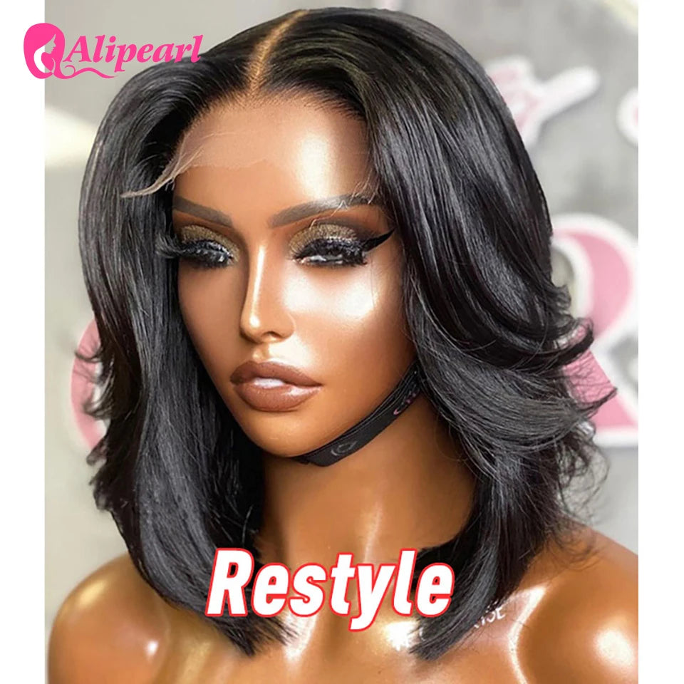 Ali Pearl Straight Bob Lace Front Closure Wig Human Hair Brazilian 5x5 Short Bob Human Hair Wigs Pre-Plucked Lace Wig For Women