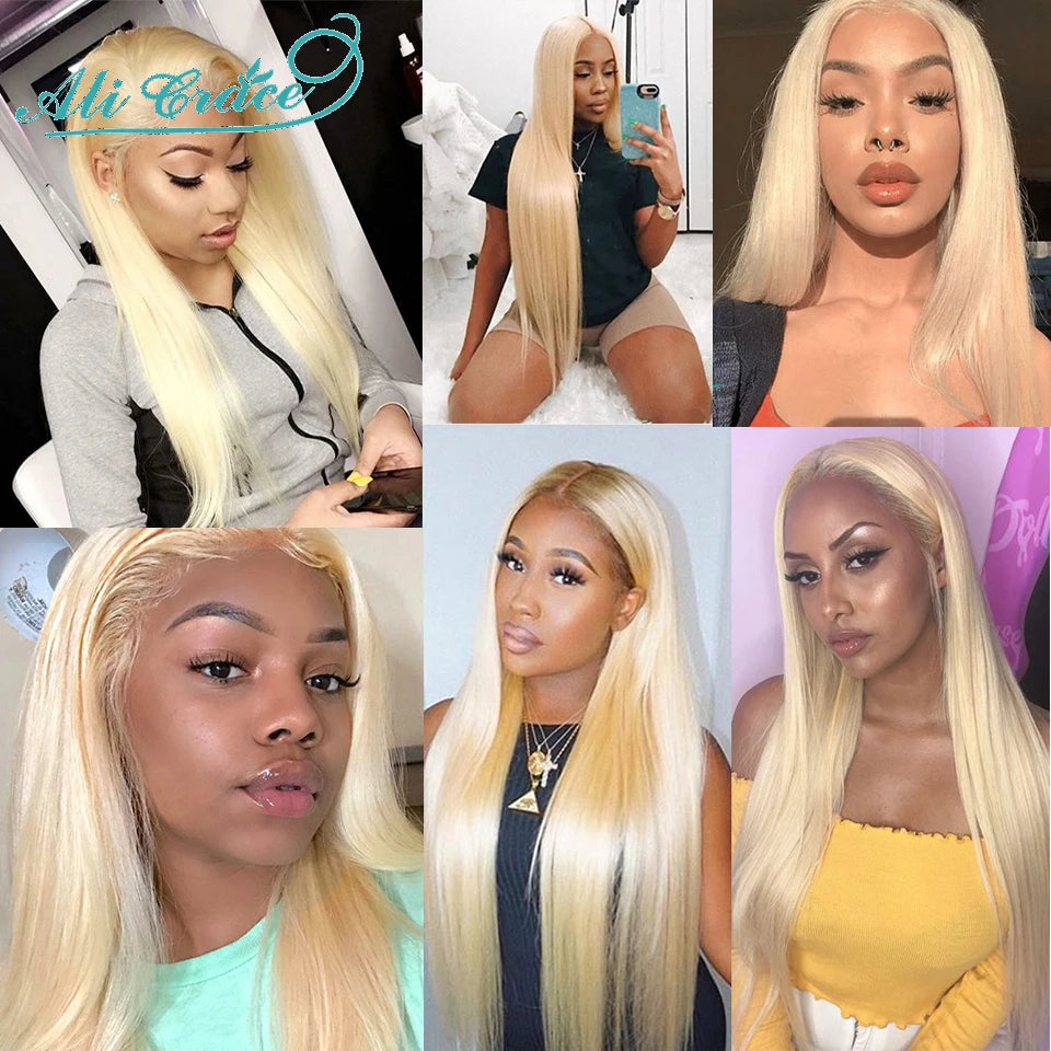 AliGrace Hair Brazilian Straight Hair Bundles Blonde 613 Human Hair Weaving Straight 1 3 4 Bundles Remy Honey Blonde Hair Weaves