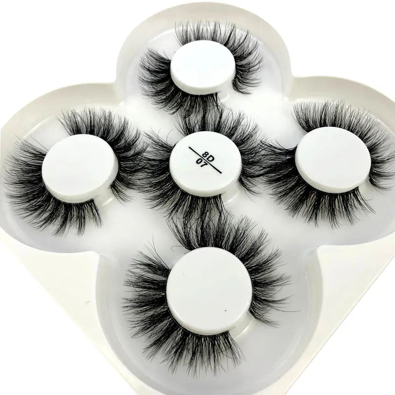 New 5 pairs Mink Eyelashes Clear Band Eye Lashes Crisscross Transparent Band False Eyelashes Handmade Dramatic Lashes Upper Lash