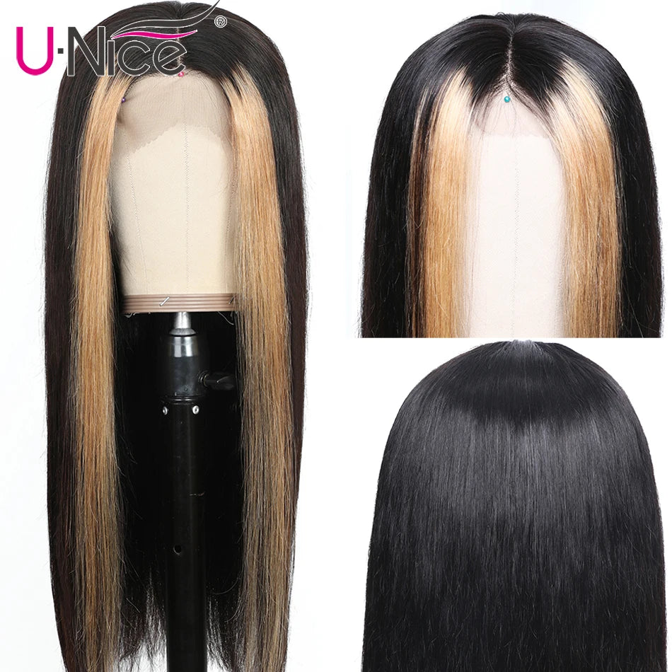 Unice Hair Highlight Lace Wig Human Hair Wigs Brazilian straight Hair Wigs Human Hair Natural Wigs Free Shipping