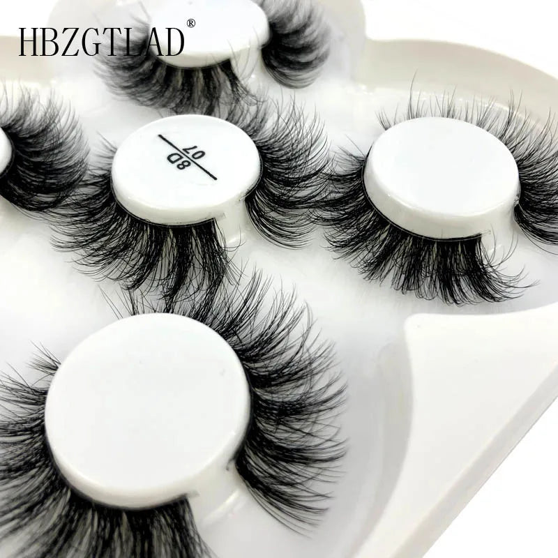 New 5 pairs Mink Eyelashes Clear Band Eye Lashes Crisscross Transparent Band False Eyelashes Handmade Dramatic Lashes Upper Lash