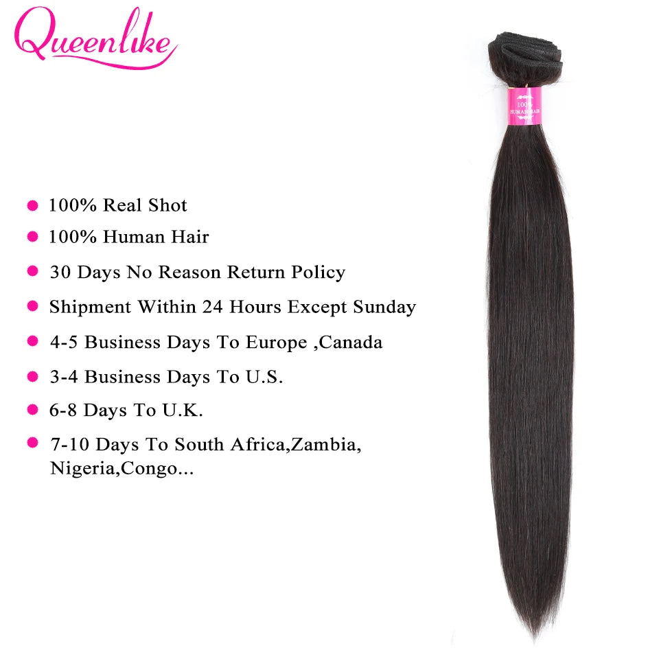 Queenlike Brazilian Raw Hair Weave Bundles With 2x6 Deep Kim Closure Remy Human Hair Weft 3 Straight Hair Bundles With Closure