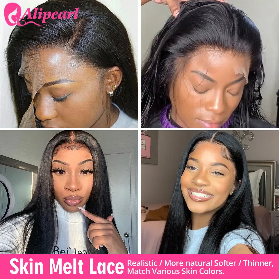 AliPearl Human Hair Bundles With 4X4 Lace Closure Peruvian Straight Hair 3 Bundles With Closure Remy Ali Pearl Hair Extension