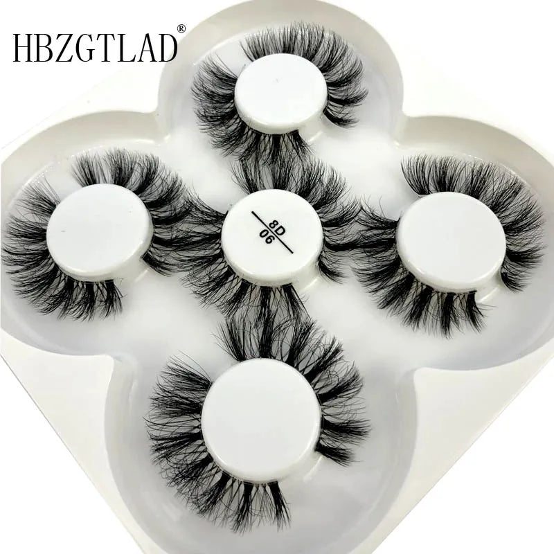 New 5 pairs Mink Eyelashes Clear Band Eye Lashes Crisscross Transparent Band False Eyelashes Handmade Dramatic Lashes Upper Lash