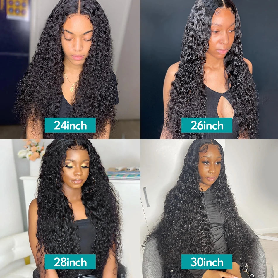 Rosabeauty 30 32 inch Deep Wave Bundles With Closure Peruvian Remy Human Hair Weaves Water Curly and 5X5 HD Lace Closure Frontal