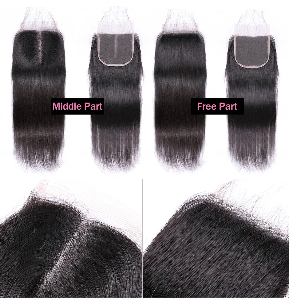 ISEE HAIR Malaysian Straight Hair Closure Free Part Lace Closure Hand Tied Remy Human Hair Extension Free Shipping Can Be Dyed