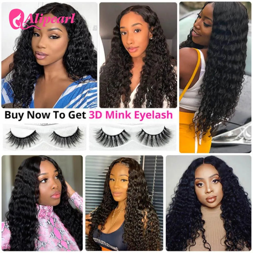 Ali Pearl Hair Real HD Lace Human Hairr Wigs Pre-Plucked Deep Wave 6x6 HD Lace Closure Wig Peruvian Glueless Hair Wigs For Woman