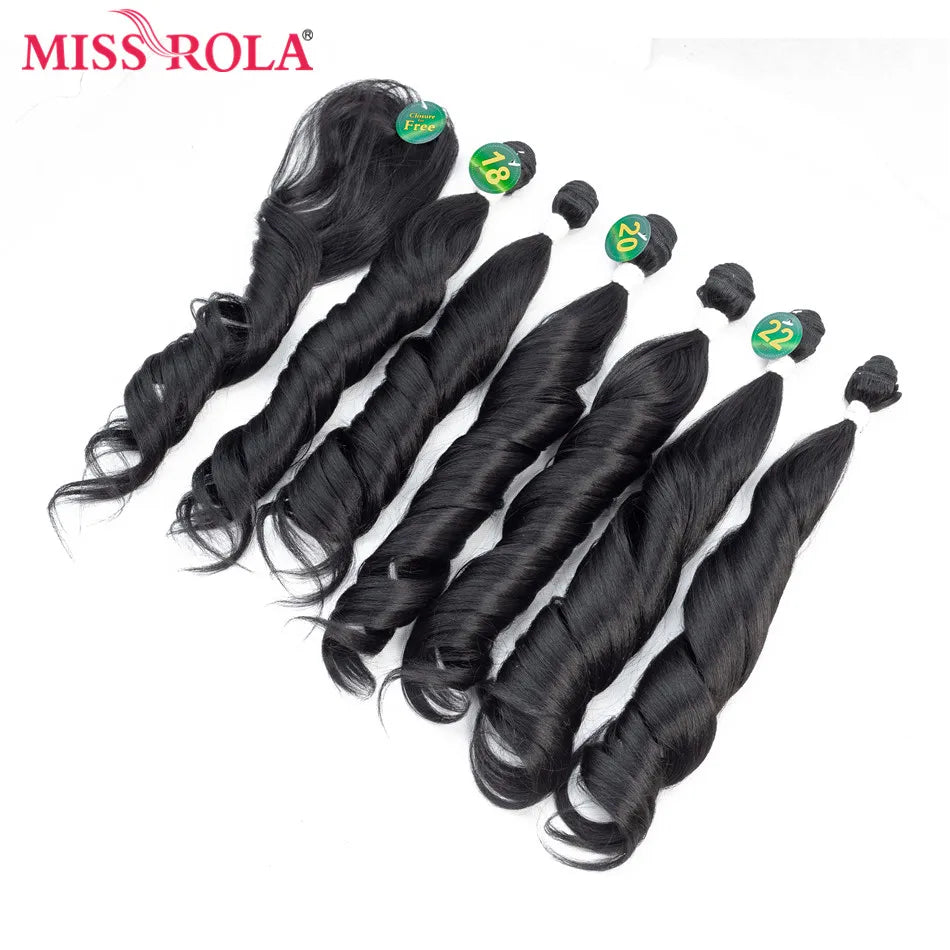 Miss Rola Synthetic Ombre Wavy Hair Bundles Hair Extensions Loose Wave Bundles T1B/27 18-22'' 6pcs/Pack Hair Weaves Free Closure