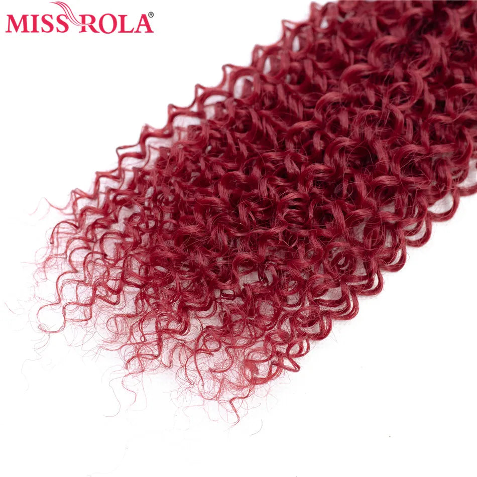 Miss Rola Synthetic Curly Hair Extensions Ombre Hair Bundles Hair Weaves T1B/BUG 18"-22'' 6pcs/Pack 200G With Free Closure