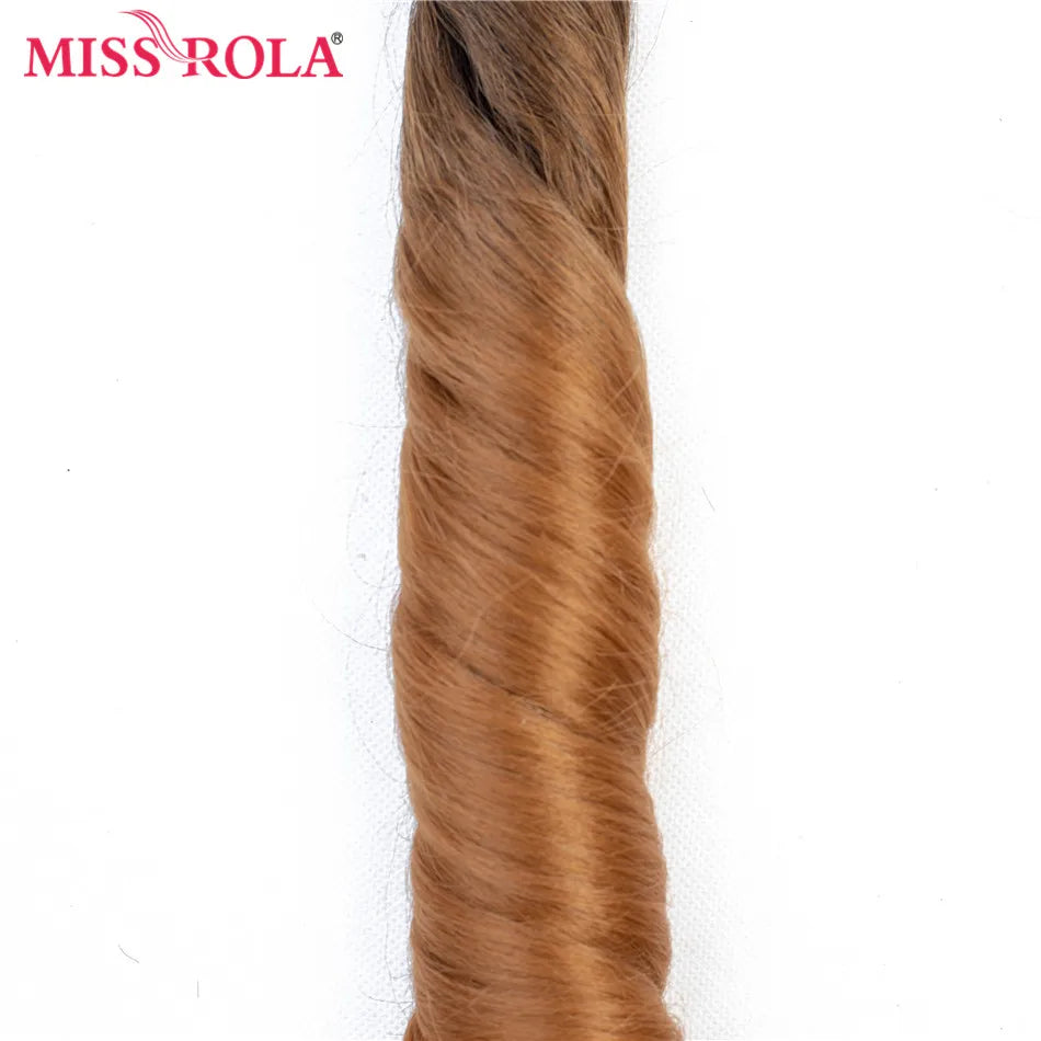 Miss Rola Synthetic Ombre Wavy Hair Bundles Hair Extensions Loose Wave Bundles T1B/27 18-22'' 6pcs/Pack Hair Weaves Free Closure