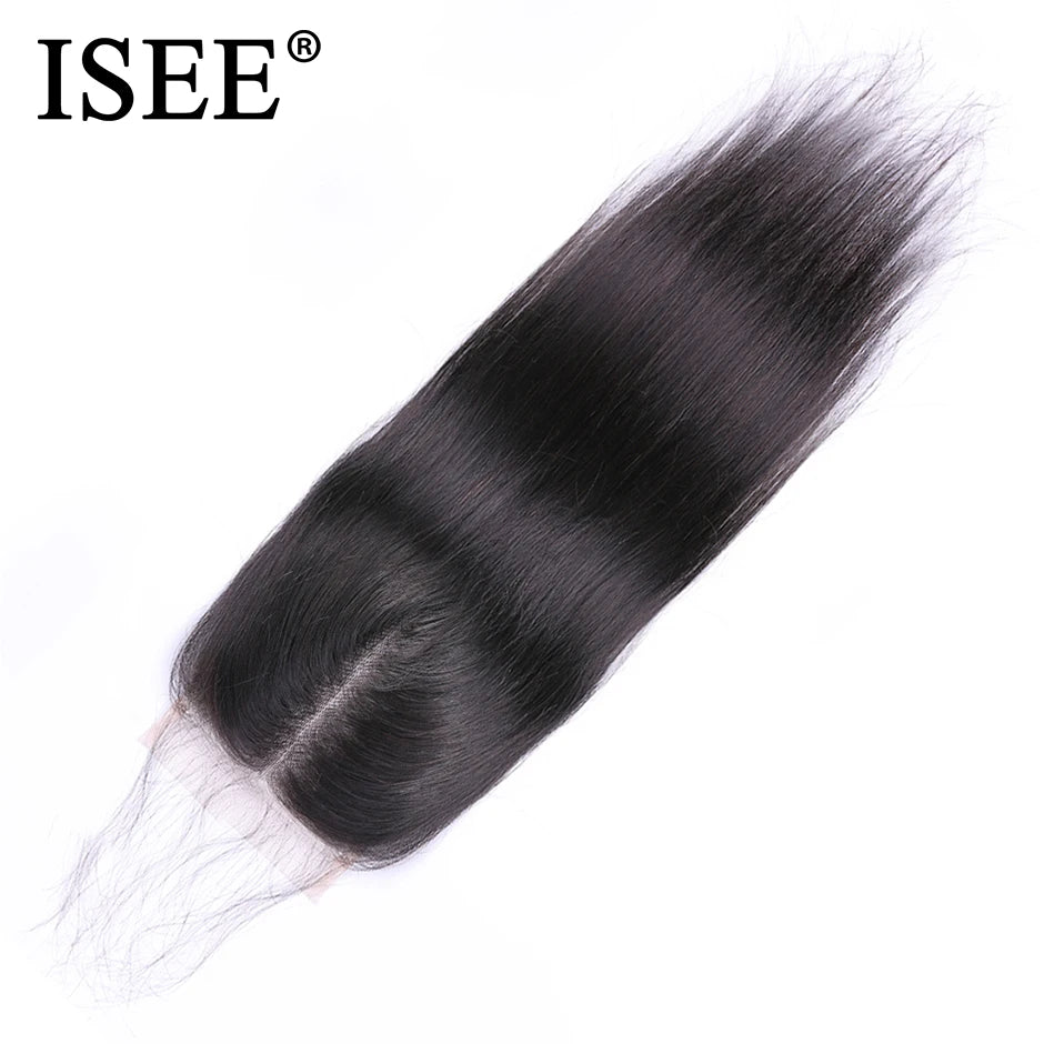 ISEE HAIR Peruvian Straight Hair Lace Closure 4"*4" Free Part 100% Remy Human Hair Free Shipping Medium Brown Lace Closure